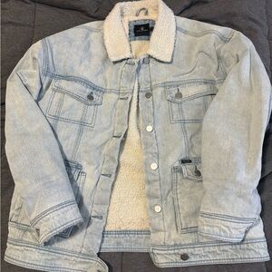 Volcom Light Wash Denim Jacket with Sherpa Lining